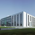 Modern Industrial Factory Building With White Exterior And Large Glass Windows