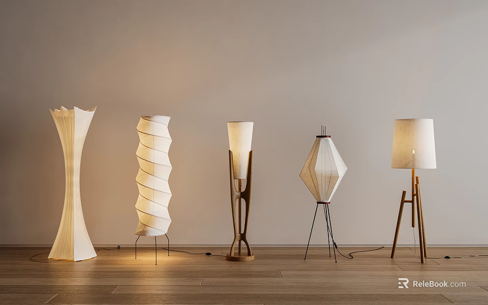 Illuminated Floor Lamps With Various Modern Designs For Home Interior Decor 3d model 