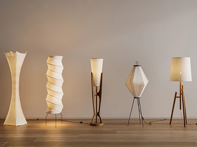 Illuminated Floor Lamps With Various Modern Designs For Home Interior Decor 3d model