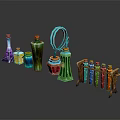 Medical Devices Display Featuring Colorful Bottles Test Tube Rack And Tools