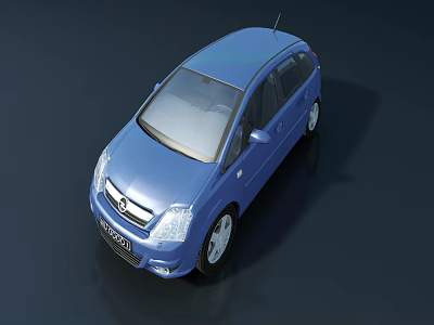 Stylish Blue Hatchback Car Featuring Sleek Exterior Design And Alloy Wheels 3d model