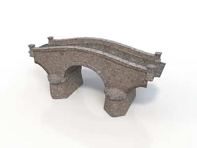 Classic Stone Arch Bridge With Ornate Railings And Pillar Supports 3d model