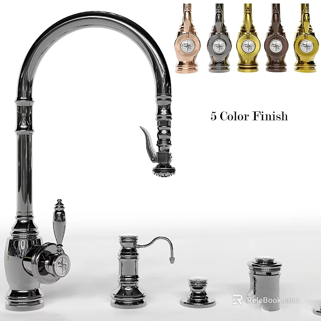 Modern Kitchen Faucet With 5 Color Finish And Stylish Design Elements 3d model 