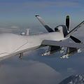 White Military Reconnaissance Drone With Long Wing Propeller And Landing Gear