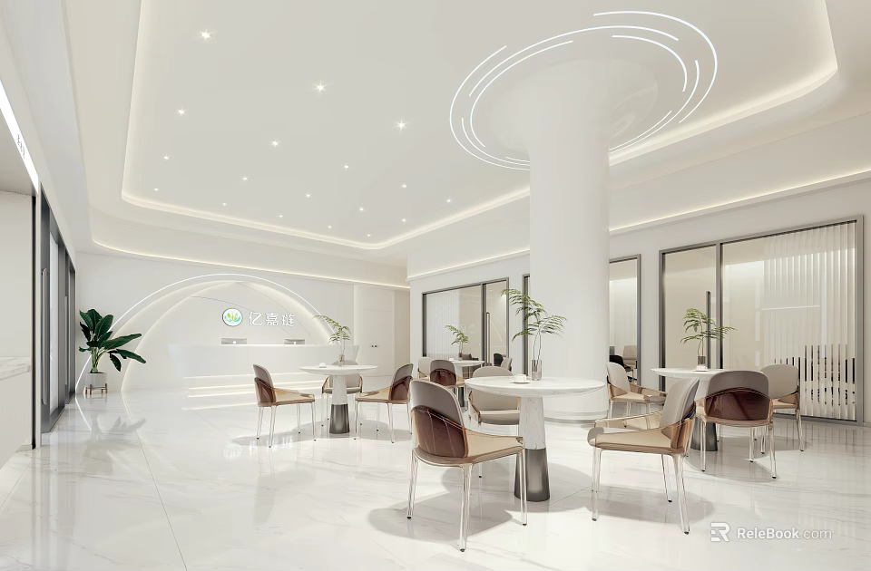 Modern Beauty Hair Salon Interior With Styling Chairs Mirrors And Bright Lighting 3d model 