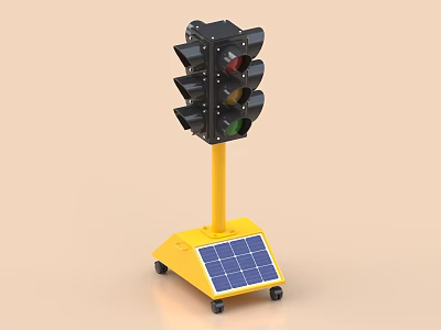Solar Powered Outdoor Light With Black Lamp Body Yellow Base And Wheels 3d model