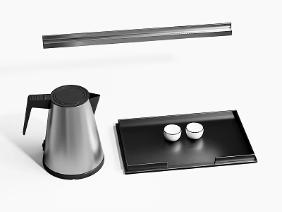 Modern Kitchen Appliances With Stainless Steel Electric Kettle Tray And Cups 3d model