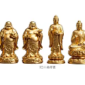 Traditional Golden Buddha Landscape Sculptures With Multiple Different Postures And Lotus Base