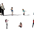 People in Different Poses and Activities Including Standing Sitting Skating and Squatting