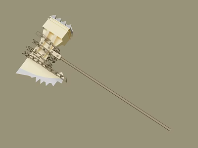 Unique Tactical Weapon With Long Metal Handle Serrated Edges And Sharp Spikes 3d model