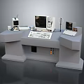 Vintage Computer Console Desk Workstation With Monitor Keyboard Control Panels
