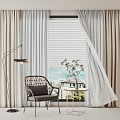 Modern Curtain Combination Curtain Bedroom Curtain Fabric Curtain 3d model