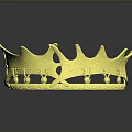 Golden Crown Sculpture with Intricate Carved Details and Spiked Edges