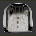 White Plastic Chair With Armrests And Slat Back Design For Modern Spaces