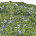 Scenic Mountainous Terrain With Lush Green Vegetation Winding River And Rocky Areas