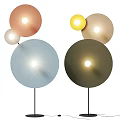 Modern Colorful Floor Lamp With Multiple Circular Shades And White Spheres