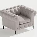Light Gray Tufted Single Sofa With Rolled Arms And Black Legs Design 3d model