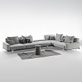 Modern Gray Multi Person Sectional Sofa With Plush Cushions Side Table And Area Rug 3d model