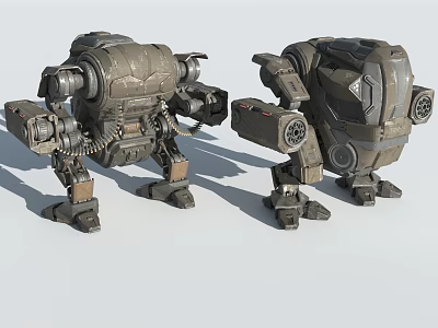 Game Movie Character Sci Fi Futuristic Armored Mechanical Robot Design With Two Models 3d model