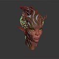 Game Fantasy Character Design With Elf Ears Green White Striped Skin And Yellow Flowers