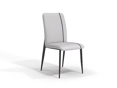 Modern Light Gray Dining Chair With Dark Stripe Back And Black Slim Legs 3d model