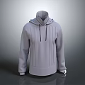 Gray High Neck Hoodie With Drawstring And Long Sleeves Knitted Design