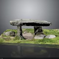 Simple Stone Structure With Standing Stones Supporting Slab Surrounded By Small Stones On Grass 3d model