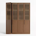 Modern Wooden Wardrobe With Lattice Panel Doors And Multi Door Structure Design 3d model