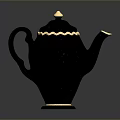 Elegant Black Ceramic Teapot With Gold Accents And Classic Design For Home Kitchen