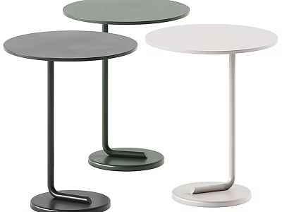 Modern Minimalist Side Tables With Round Top And Metal Base In Black Green White 3d model