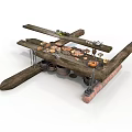 Rustic Wooden Furniture Display Stand With Multi Tiered Layers Featuring Plates Jars And Decorative Items