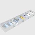 Clean Spacious Laboratory With Modern Ceiling Lights 3d model