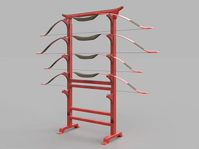 Red Multi tiered Curved Shelves Decorative Ornament Display Set for Home Decor 3d model