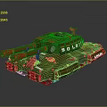 Green Armored Tank Design With Red Details Multiple Cannons And Number 800011