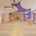 Dance Studio with Piano Wooden Floor Barres and Dance Sign Logo for Fitness