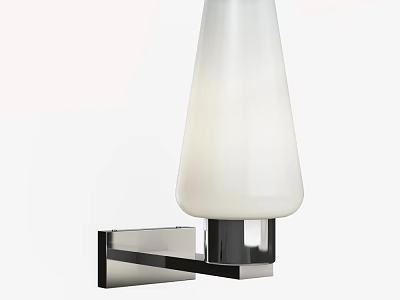 Modern Conical Wall Lamp With White Glass Shade And Metal Mounting Bracket 3d model