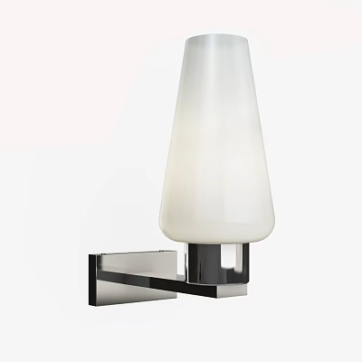 Modern Conical Wall Lamp With White Glass Shade And Metal Mounting Bracket 3d model