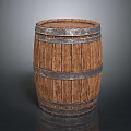 Classic Rustic Wooden Barrel With Metal Hoops And Natural Wood Texture