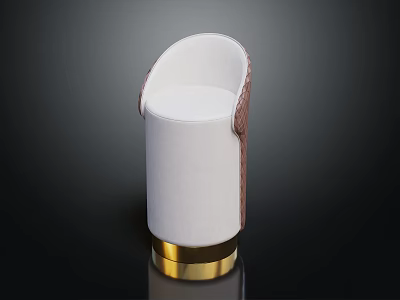 Elegant Modern Sofa Stool With White Upholstery Brown Trim And Gold Base 3d model