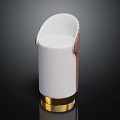 Elegant Modern Sofa Stool With White Upholstery Brown Trim And Gold Base