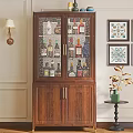Elegant Wooden Wine Cabinet with Glass Doors and Wine Bottles Storage Design