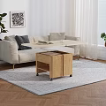 Wooden Coffee Table With Storage Shelf Book And Cup In Modern Living Room