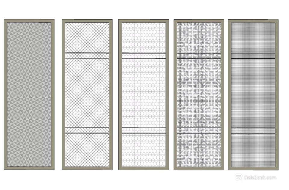 Interior Partitions With Various Decorative Patterns And Wooden Frame Designs 3d model 