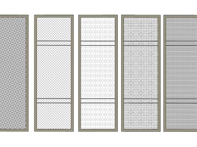 Interior Partitions With Various Decorative Patterns And Wooden Frame Designs 3d model