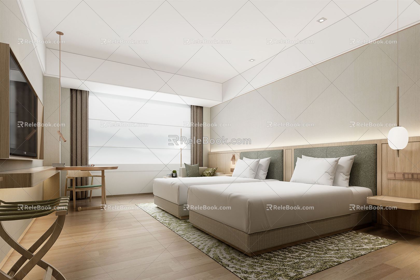 Modern Room Hotel Room Twin Room Standard Room 3d model