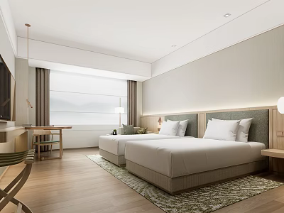 Modern Room Hotel Room Twin Room Standard Room 3d model