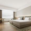 Modern Room Hotel Room Twin Room Standard Room 3d model