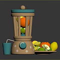 Vibrant Manual Fruit Juicer With Fresh Oranges Lemons And Fruit Plate