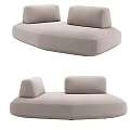 Modern Light Beige Fabric Sectional Sofa With Curved Shape And Plush Backrests 3d model