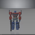 Red And Blue Transformers Robot Toy Figure With Axe Weapon And Mechanical Joints